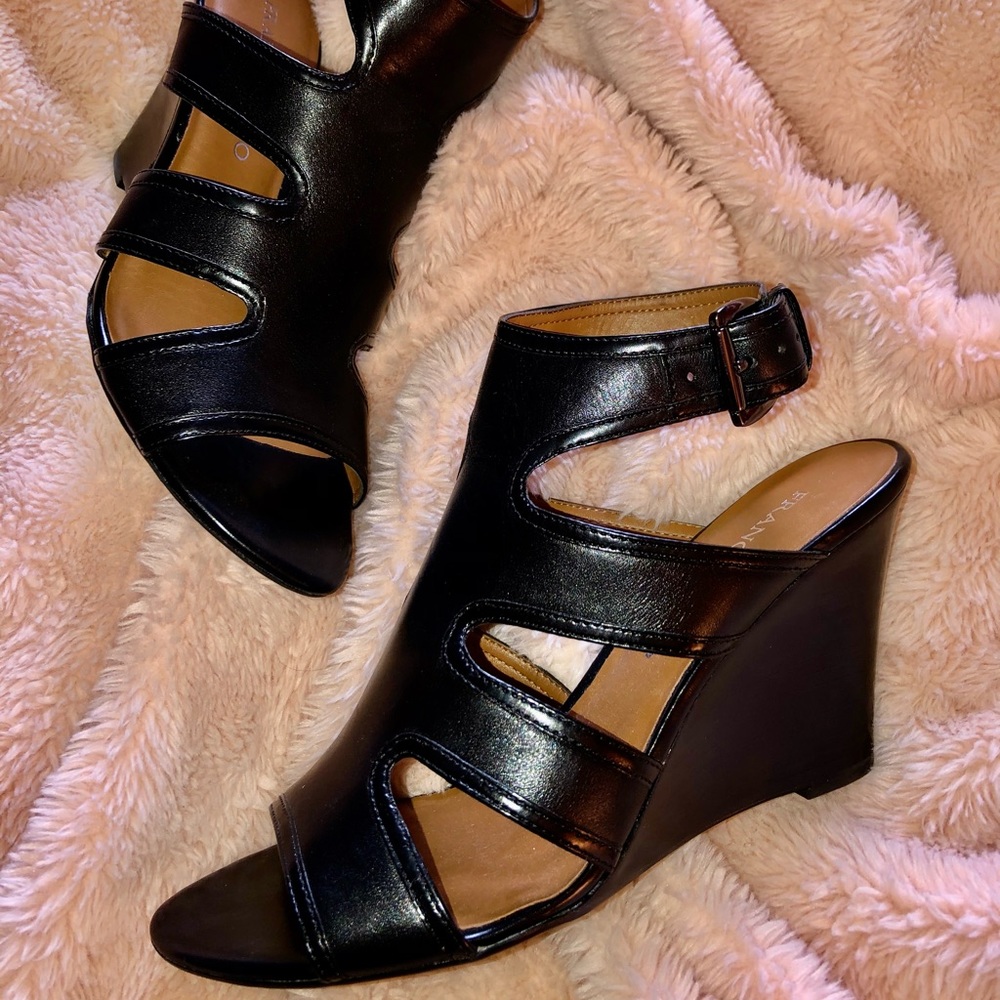 Franco Sarto blk leather wedge sandal